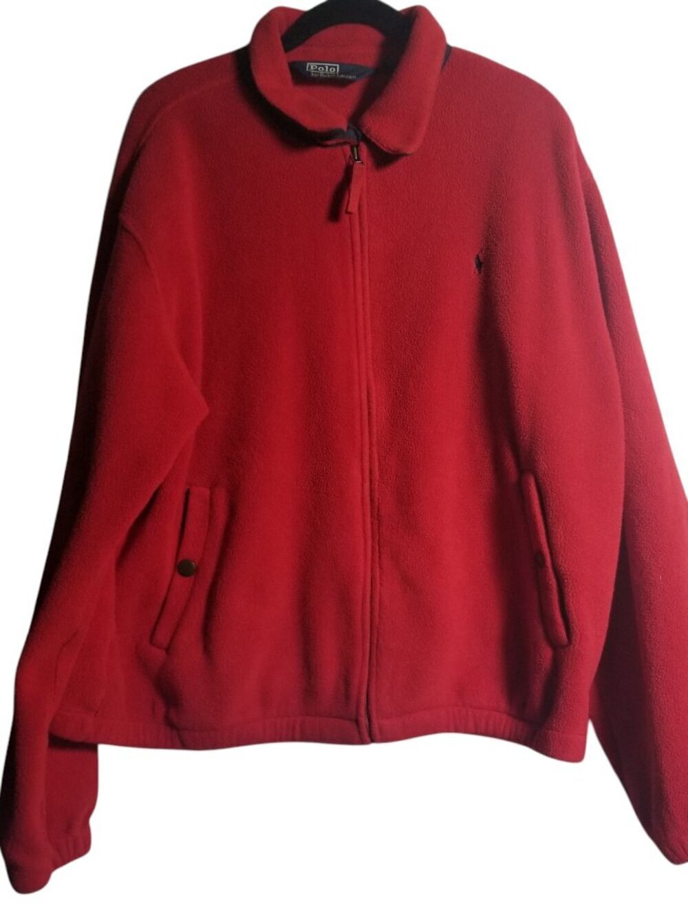 Vintage Polo Ralph Lauren Men's Polartec Fleece Red Full Zip Jacket Sz L